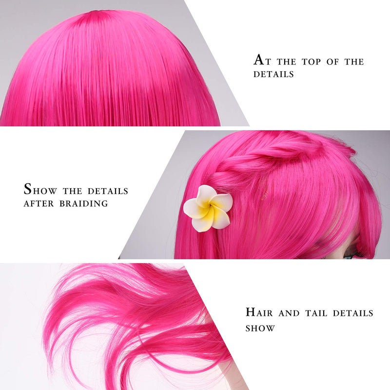 Akstore 28 inch Fashion Wigs Long Wavy Curly Hair Cosplay Wig (Rose) - Image 5